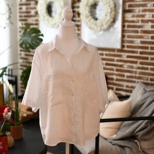 H&M White Linen Button-Up Shirt